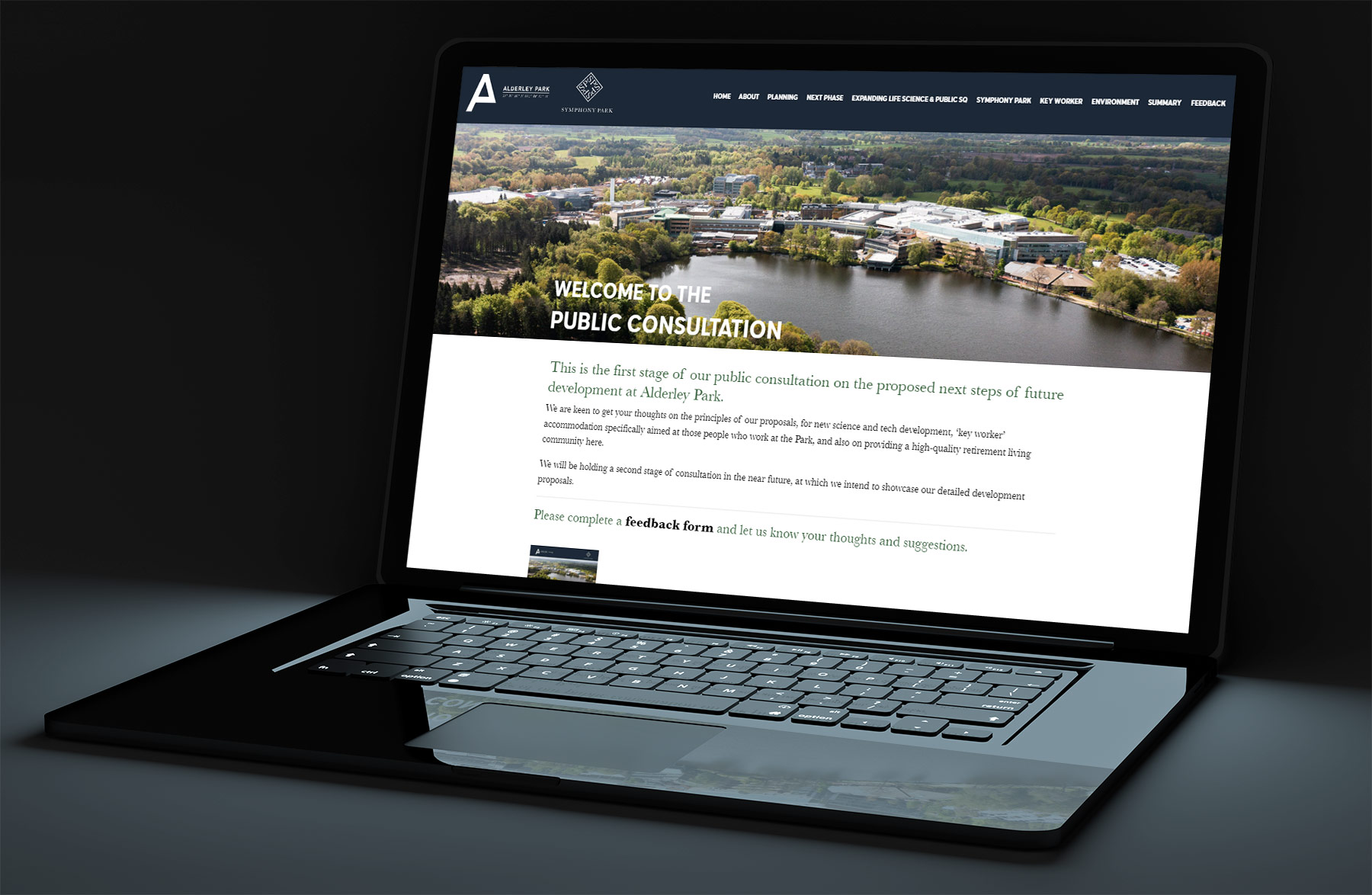 Alderley Park, Website, Laptop