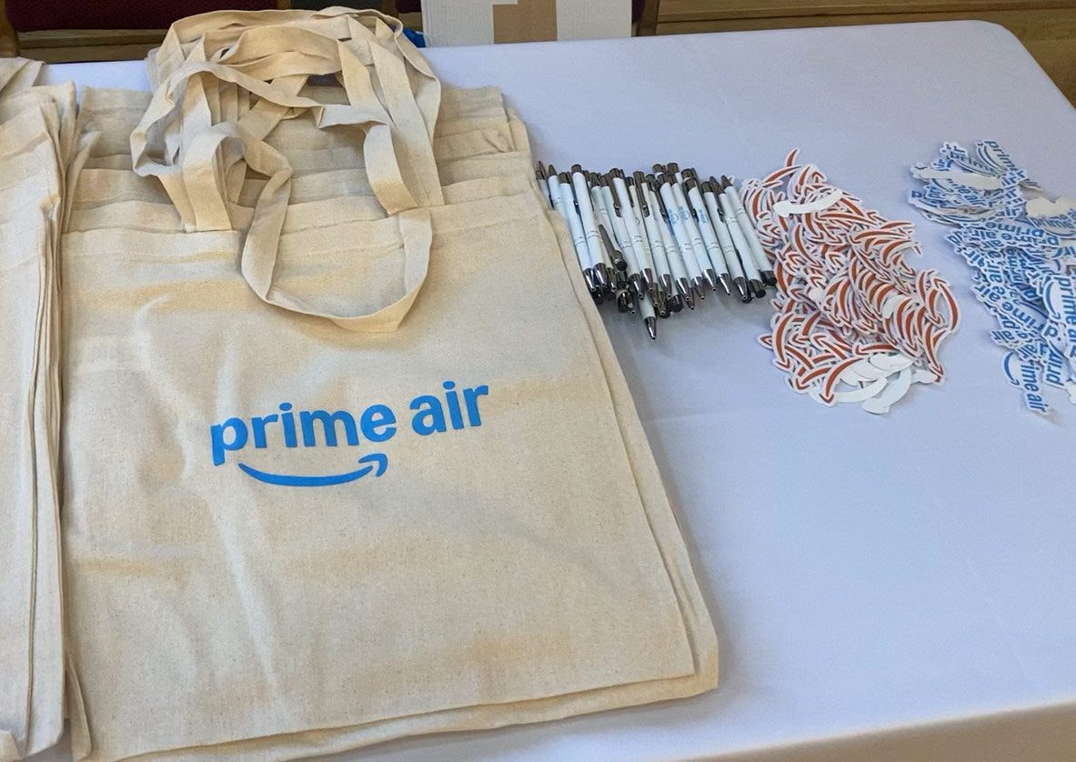 Amazon Prime Air public consultation event merchandise